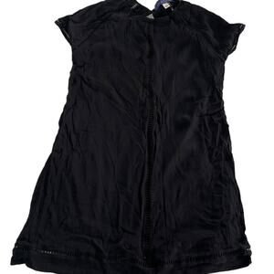Francescas Blue Rain Dress Womens Large Black Eyelet Pockets LBD Shift Mini